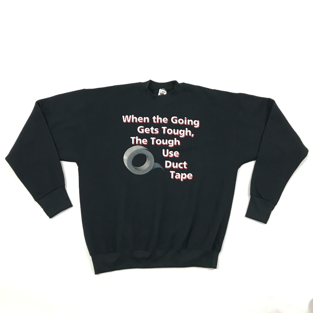 VINTAGE Duct Tape Sweatshirt Black Sweater Men's - Picture 1 of 5